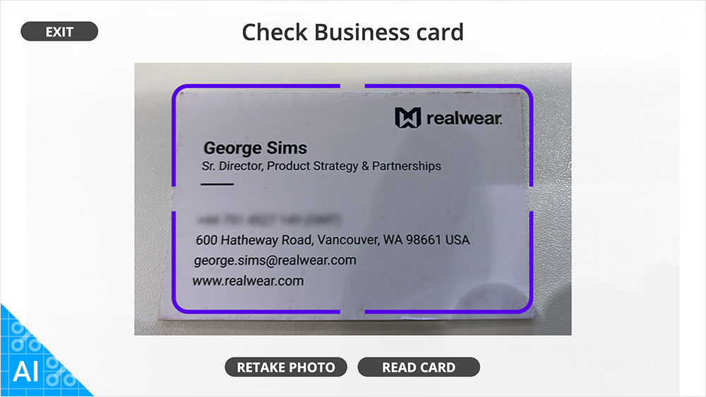 RealWear PowerApps Business Card Reader